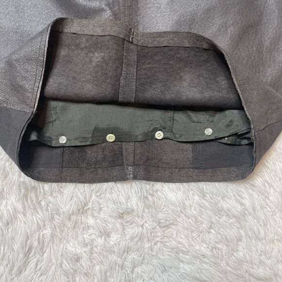 Sandwich Leather Sheath Dress Grey Lined Size 36 Small From Europe Fitted Flatte - Picture 9 of 12